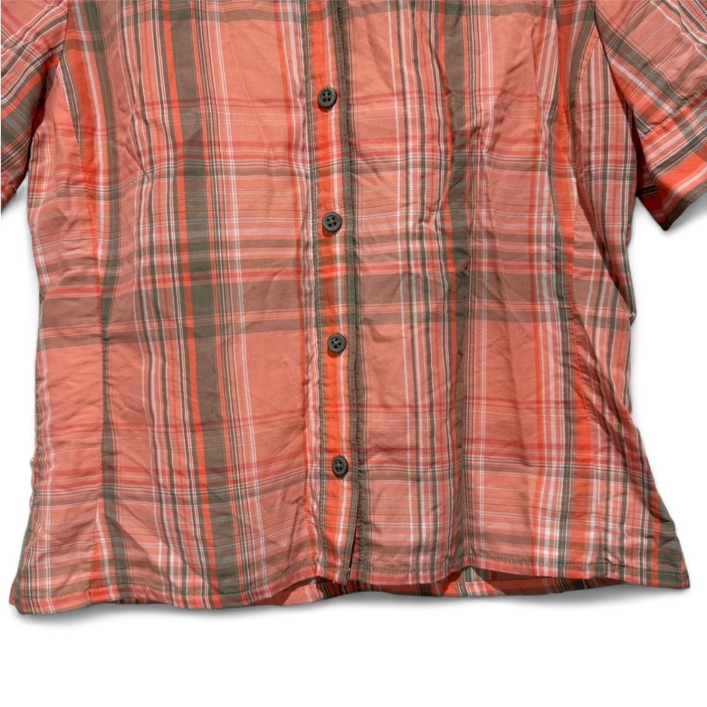 Woolrich Plaid Button-Up Short Sleeve Shirt Orange, Gorpcore Outdoors Cabin core - Picture 4 of 12